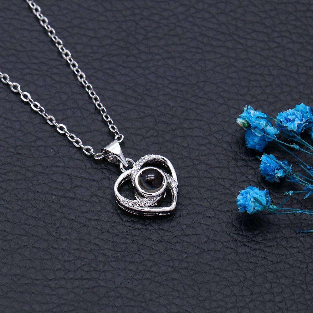 Personalized Projection Rotating Heart Photo Necklace