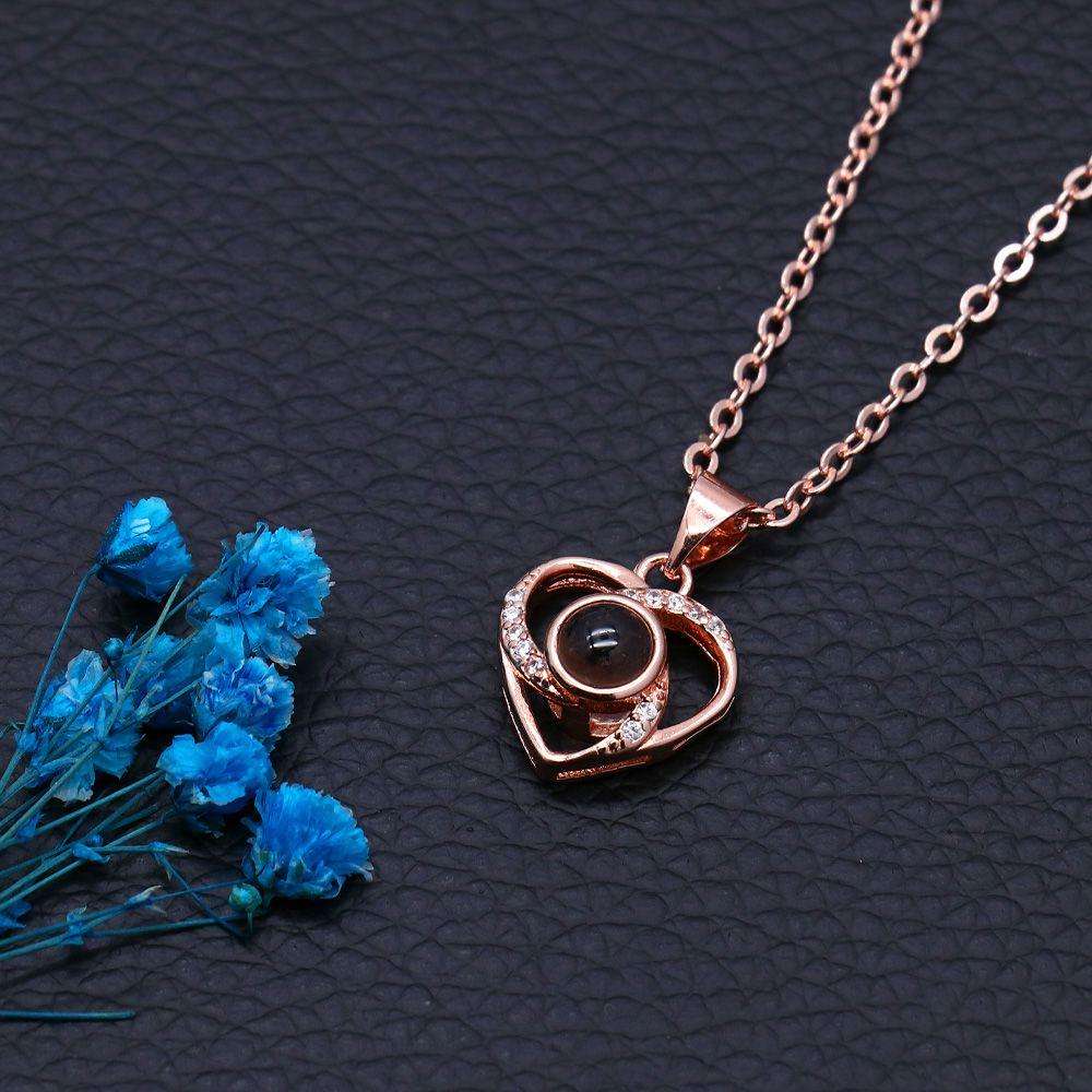 Personalized Projection Rotating Heart Photo Necklace