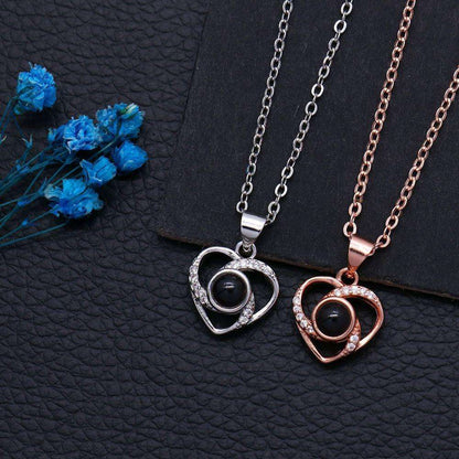 Personalized Projection Rotating Heart Photo Necklace